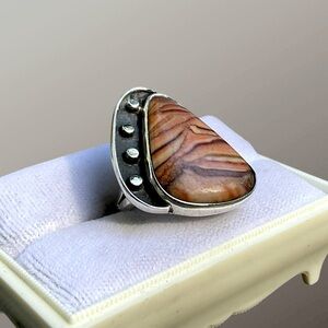 🌺Artisan Sterling & Agate Ring